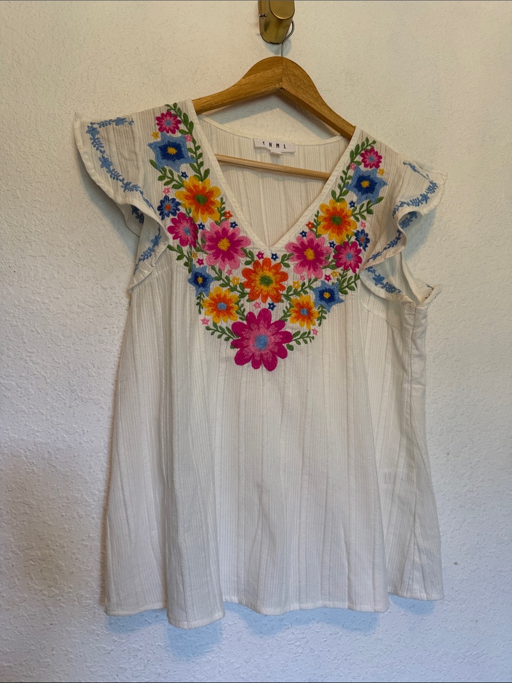Perfect THML embroidered flutter sleeve top